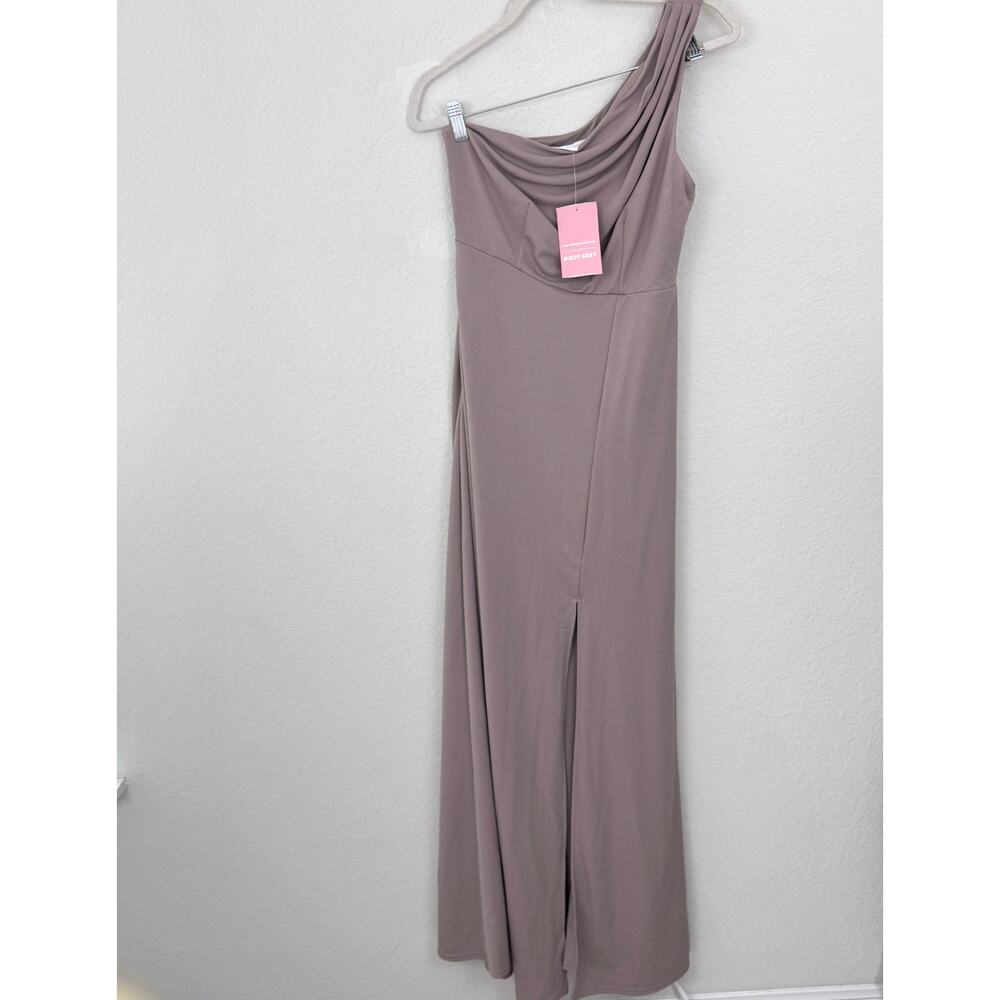 Birdy Grey Womens Kira Chiffon Maxi Dress Size S Bridal Party Bridesmaid Taupe